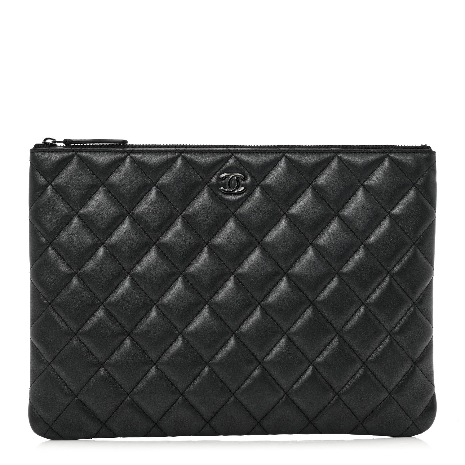 Chanel Pearly Lambskin Quilted Medium Cosmetic Case So Black 1 of 8