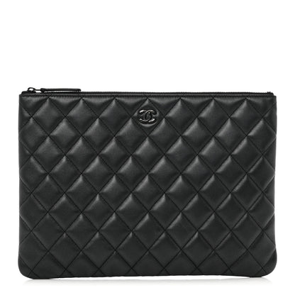 Chanel Pearly Lambskin Quilted Medium Cosmetic Case So Black 1 of 8