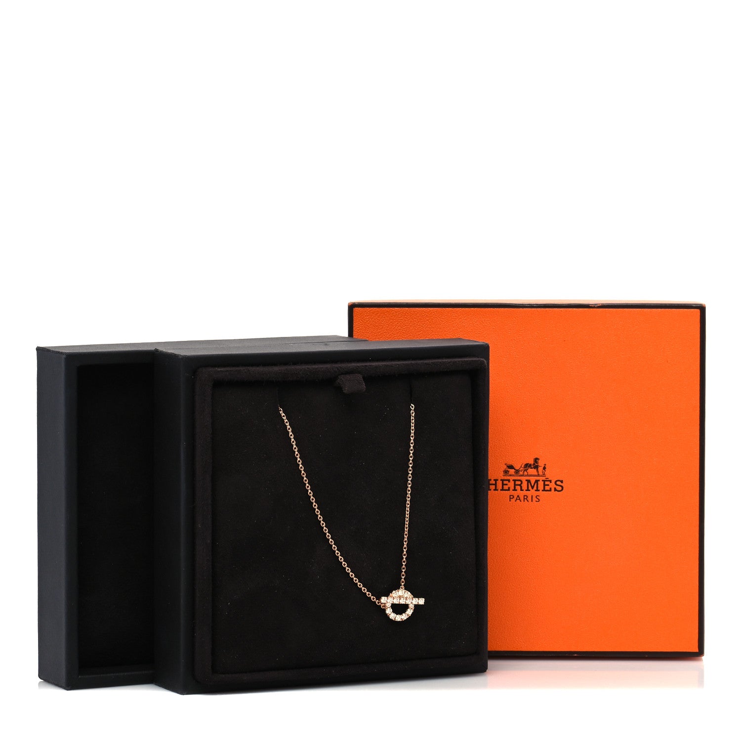 Hermes 18K Rose Gold Diamond Finesse Pendant Necklace 6 of 6