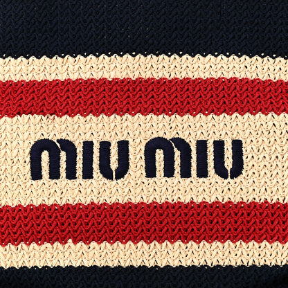Miu Miu Raffia Crochet Stripe Tote Natural Blue 14 of 18