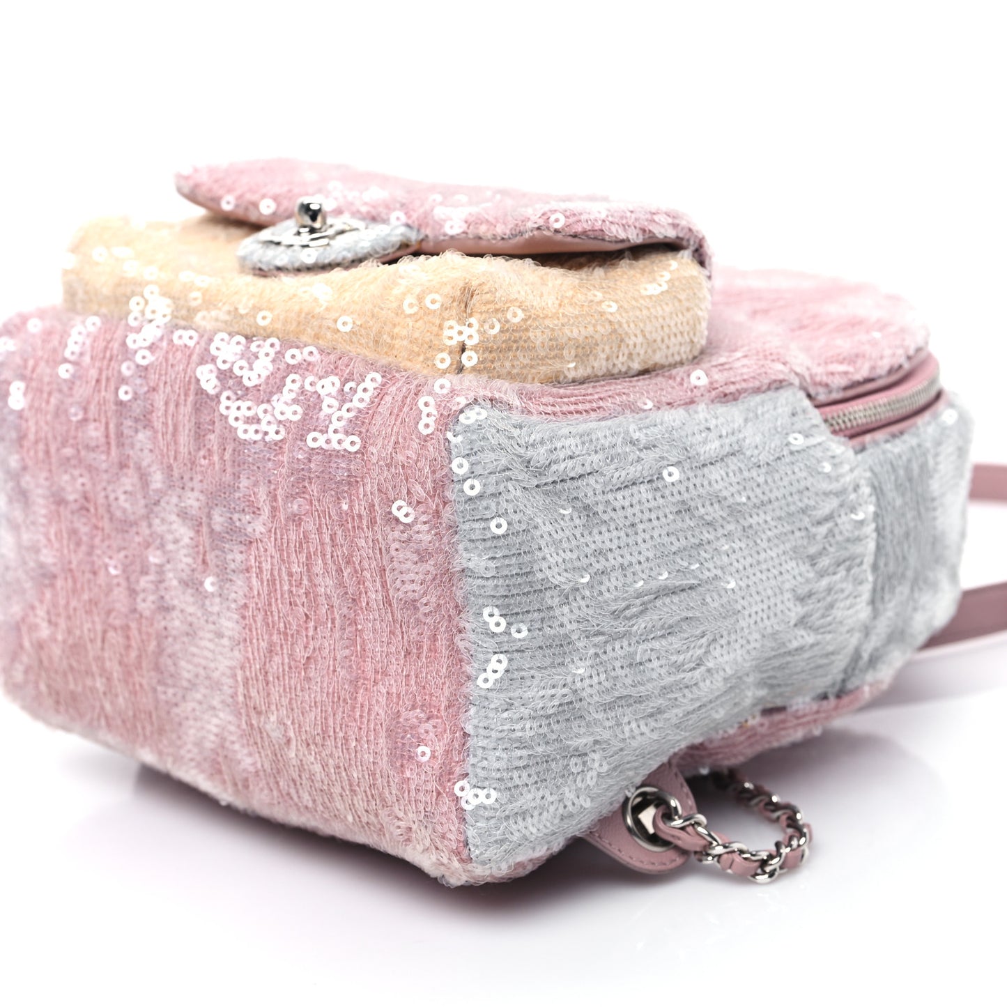 Sequin Tri-color Waterfall Backpack Pink Beige Grey