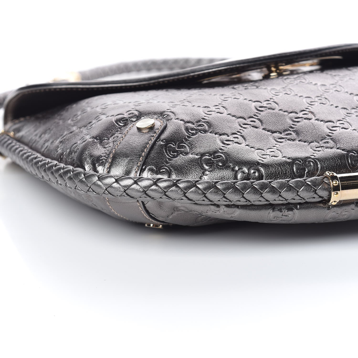 Gucci Guccissima Britt Tassel Shoulder Bag Gunmetal 5 of 10