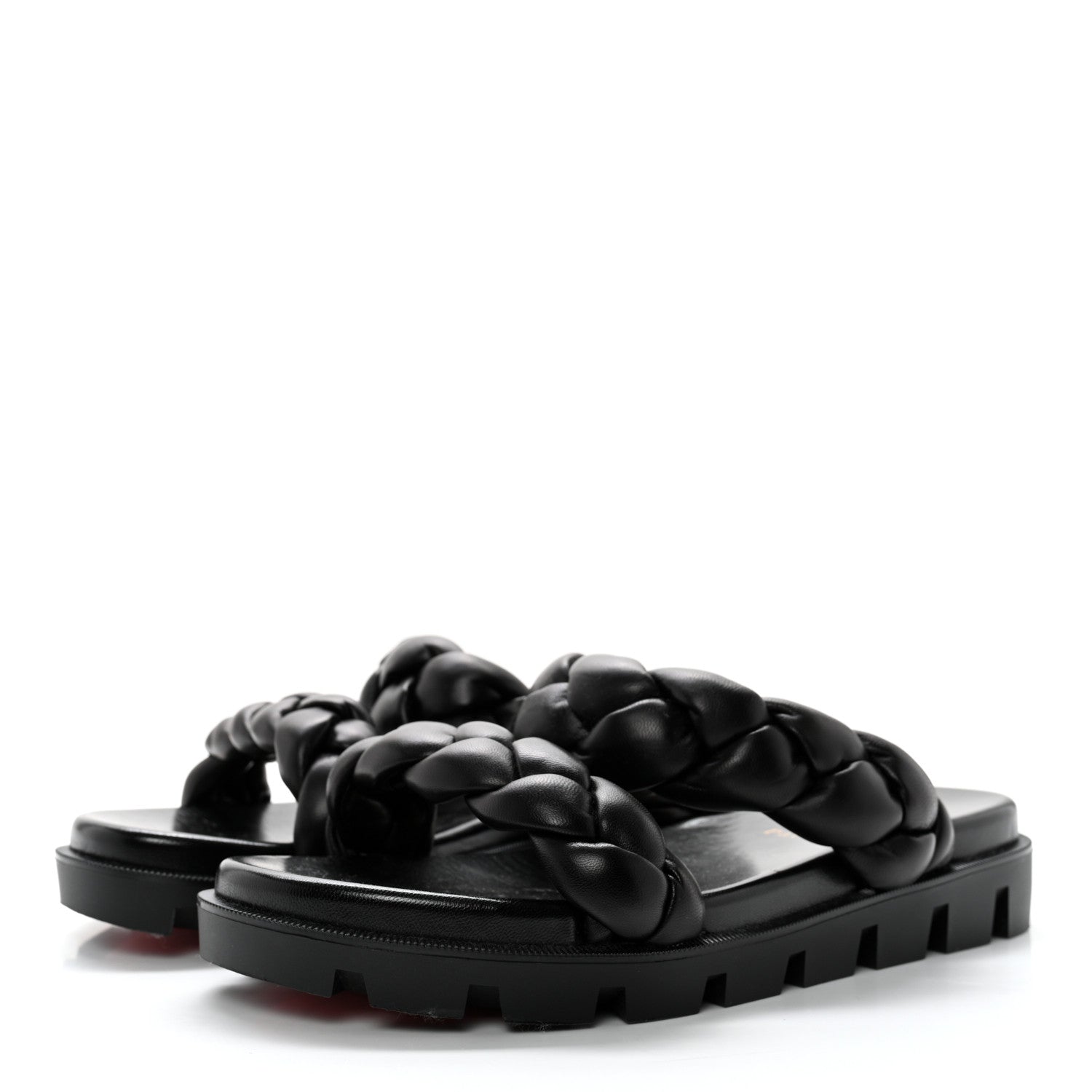 Christian Louboutin Calfskin Braided Just Brio Slide Sandals 39 Black 3 of 10