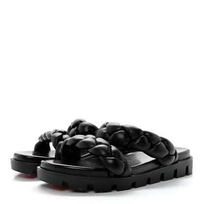 Christian Louboutin Calfskin Braided Just Brio Slide Sandals 39 Black 3 of 10