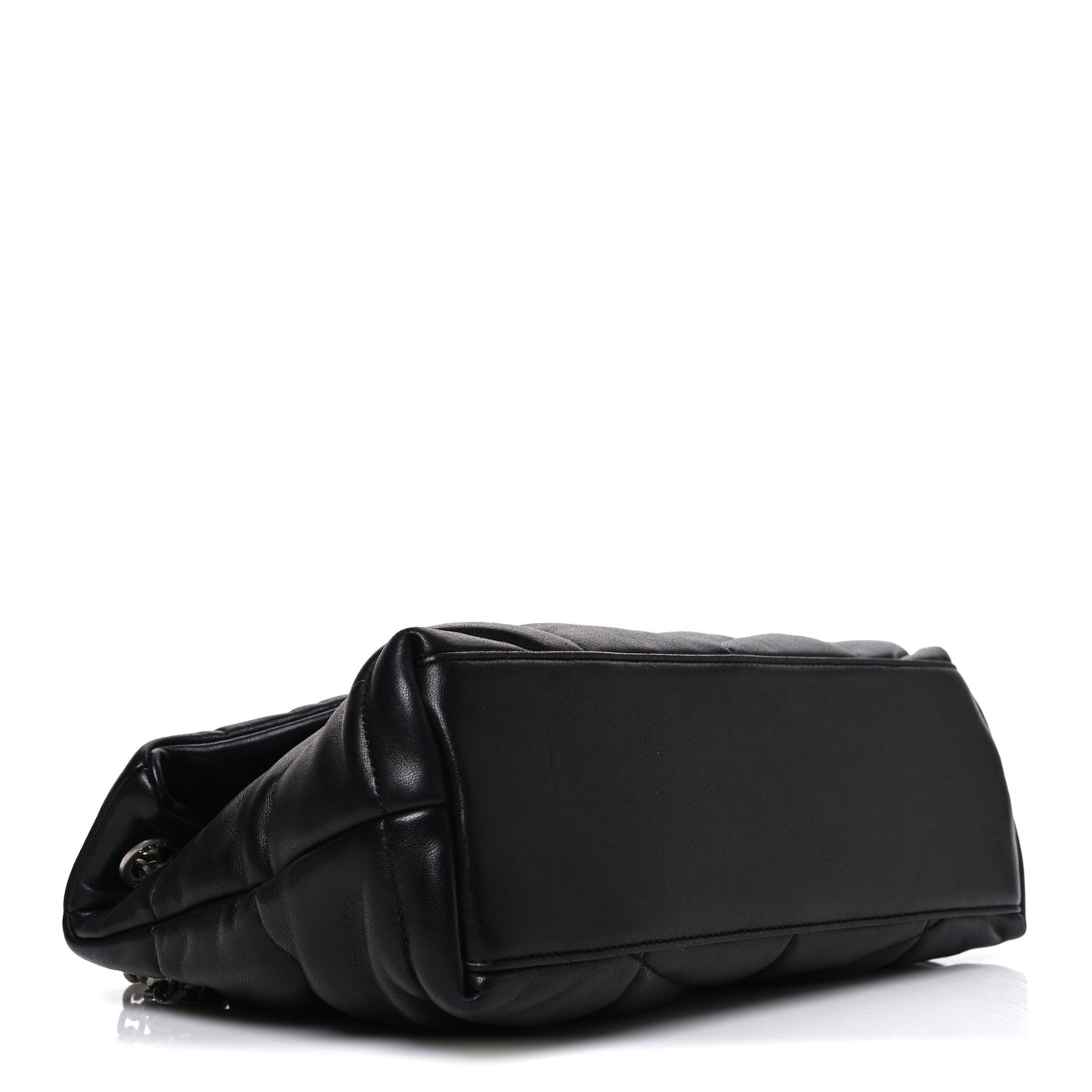 Lambskin Quilted Small Loulou Puffer Monogram Chain Satchel Black