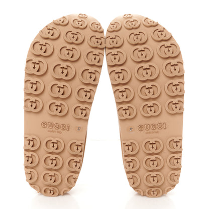 Gucci Soft Rubber Womens Interlocking G Platform 42mm Slide Sandals 37 Vintage Camel 37 Vintage Camel 6 of 10