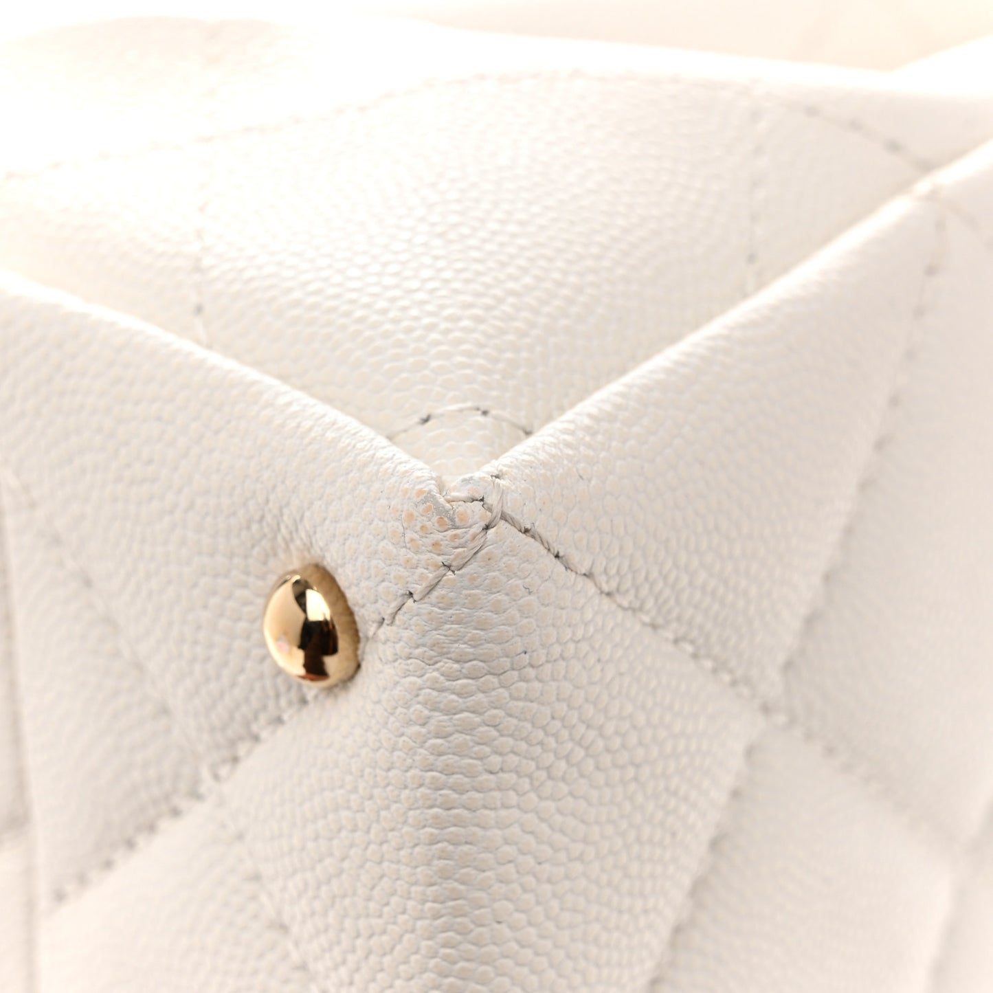 Caviar Quilted Mini Retro Twist Top Handle Flap White