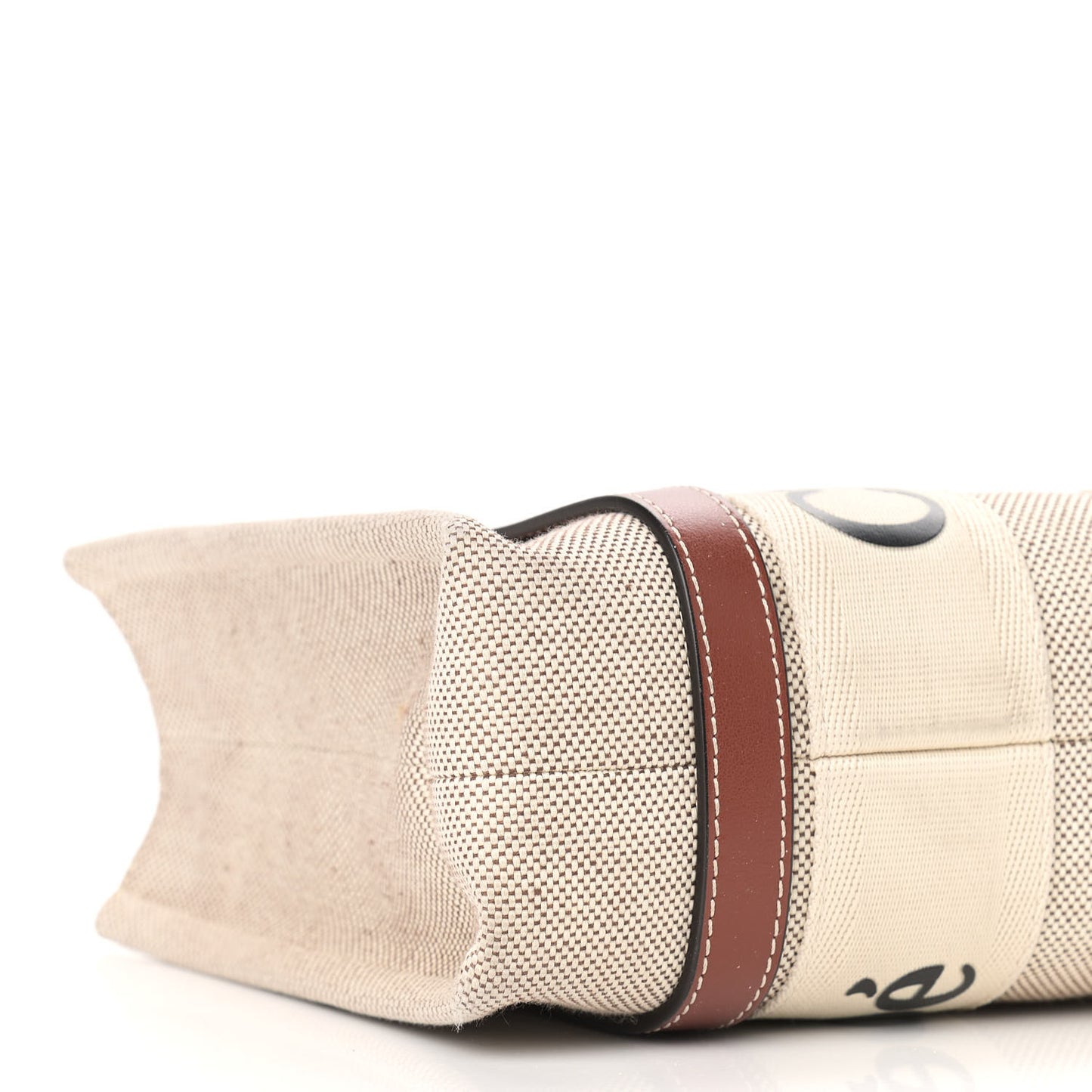 Cotton Calfskin Small Woody Ribbon Tote White Brown