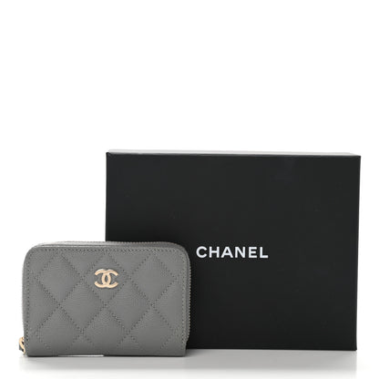 Chanel Caviar Quilted Zip Coin Purse Grey 9 of 9