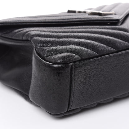Saint Laurent Sheepskin Matelasse Chevron Monogram Medium College Bag Black 8 of 10