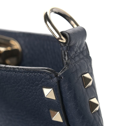 Valentino Garavani Pebbled Calfskin Mini Rockstud Flip-Lock Messenger Bag Marine 13 of 19