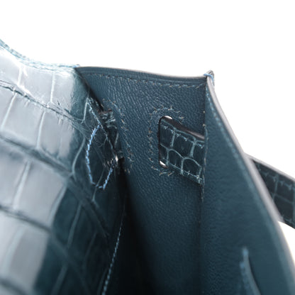 Hermes Shiny Porosus Crocodile Kelly Cut Pochette Colvert 15 of 23