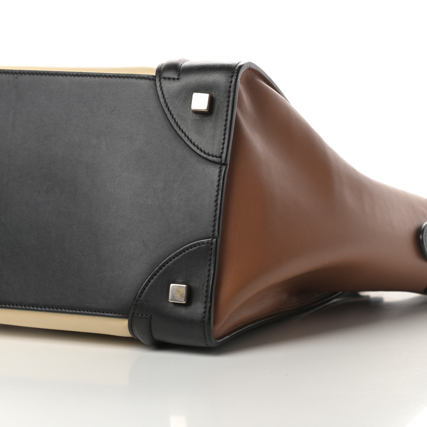 Satin Calfskin Suede Mini Tri-Color Luggage Seashell