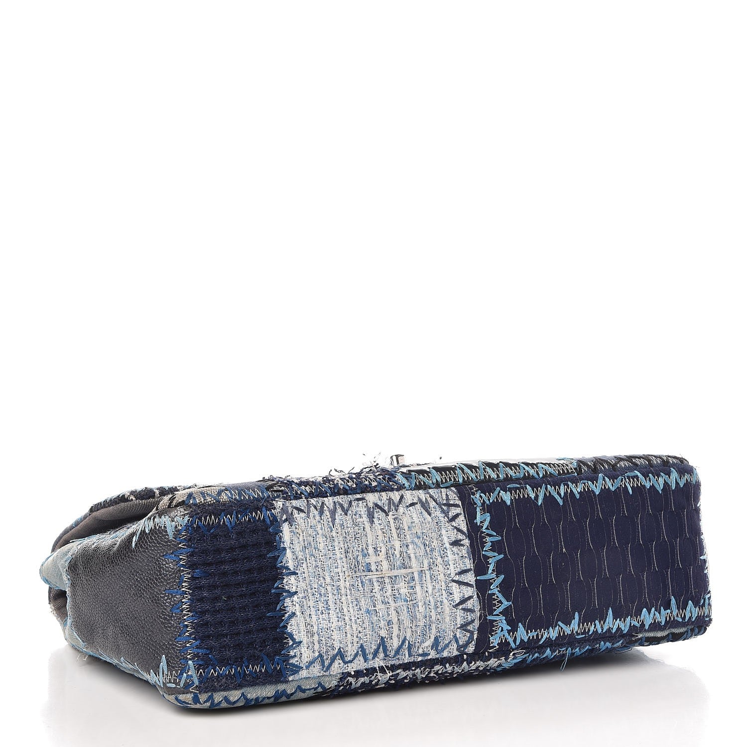 Chanel Denim Tweed Patchwork Jumbo Single Flap Blue 5 of 14