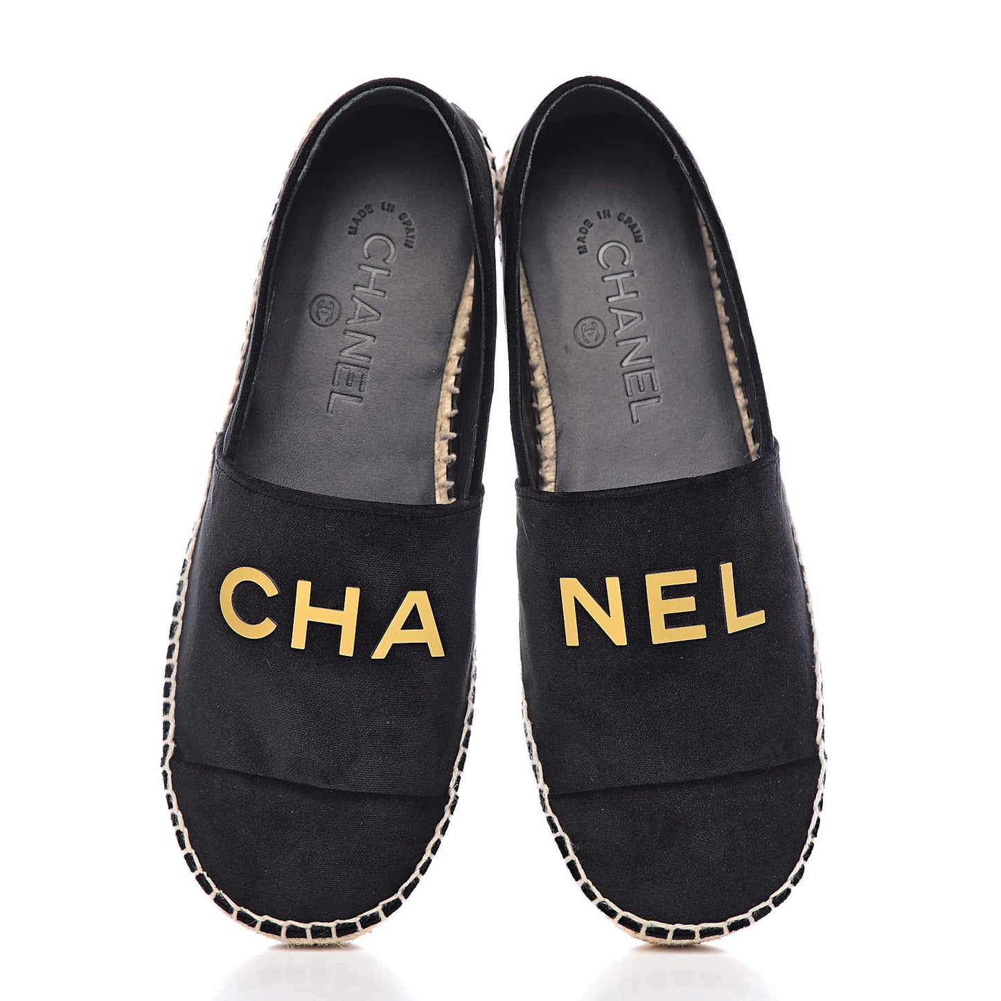 Velvet Logo Espadrilles 38 Black