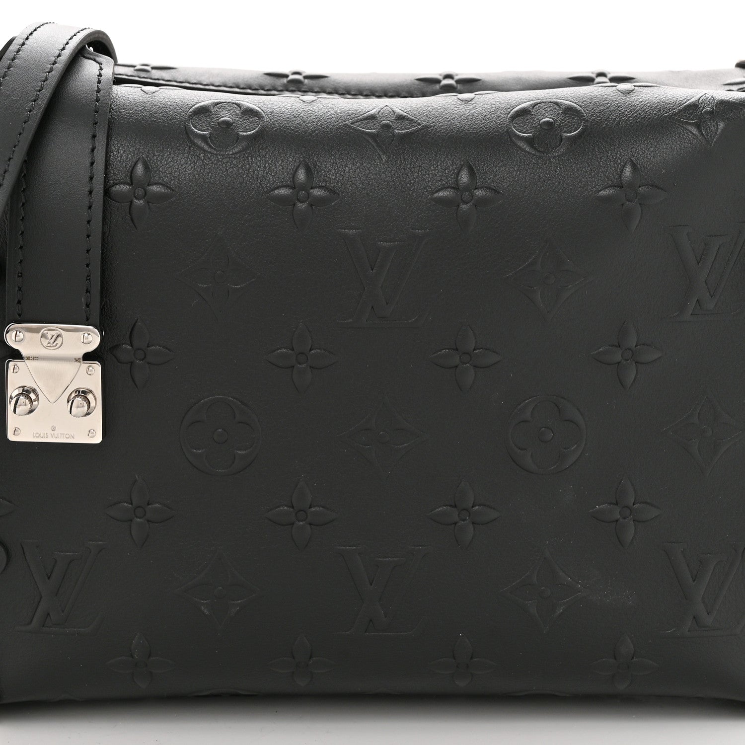 Louis Vuitton Calfskin Debossed Monogram Side Trunk Black 7 of 9