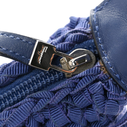 Salvatore Ferragamo Canvas Fringe Hug Shoulder Bag Blue 12 of 14