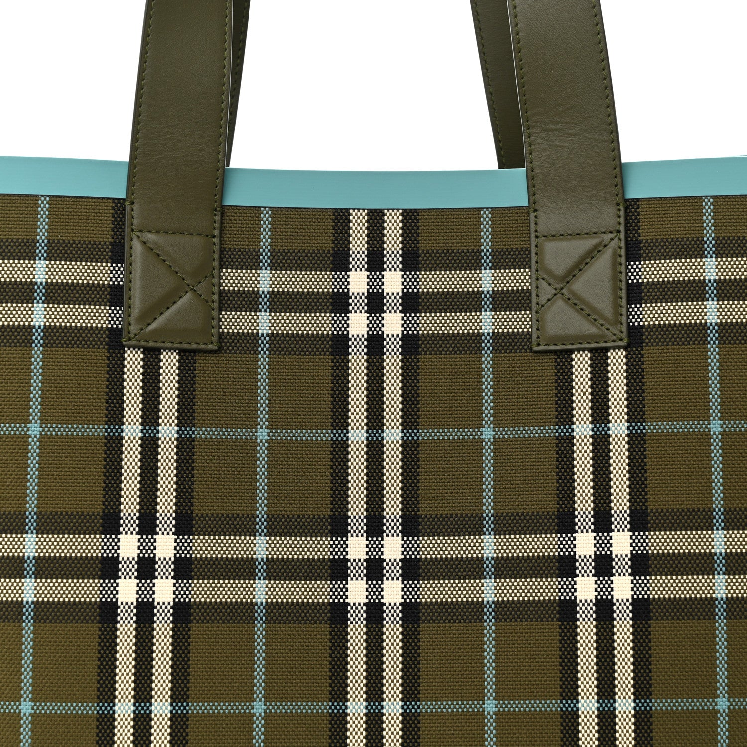 Burberry Cotton Check Medium London Tote Bag Olive Green 1446927