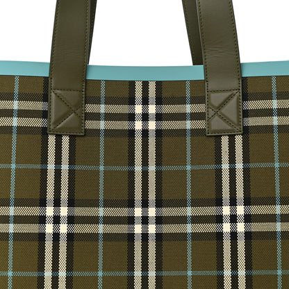 Burberry Cotton Check Medium London Tote Bag Olive Green 9 of 11
