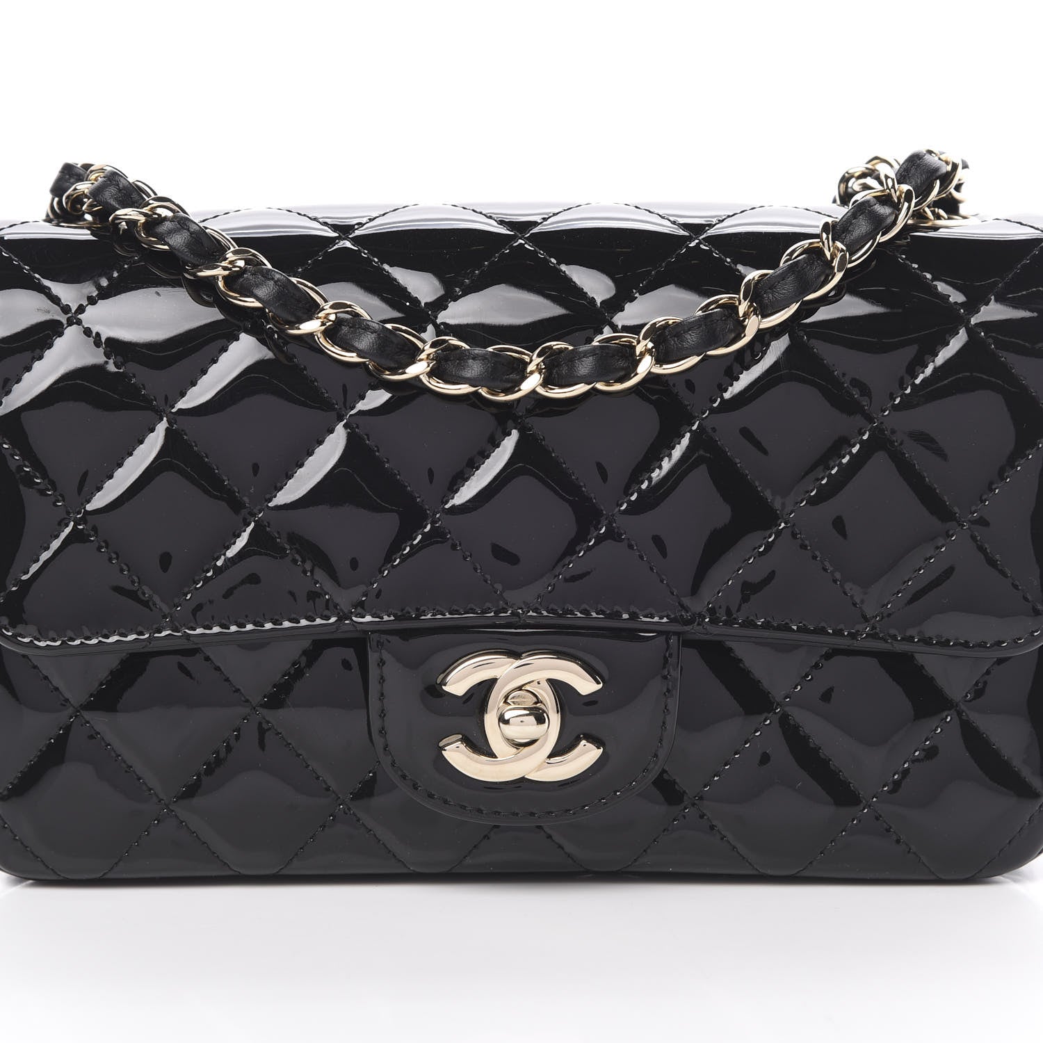 Chanel Patent Calfskin Quilted Mini Rectangular Flap Black 8 of 12
