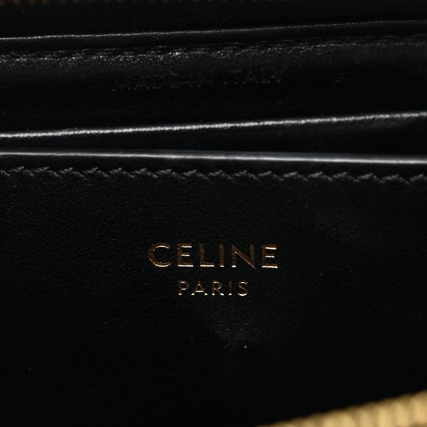 Celine Lambskin Quilted C Charm Zip Around Wallet Black 6 of 8