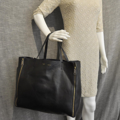 Celine Leather Horizontal Gusset Cabas Black 2 of 9
