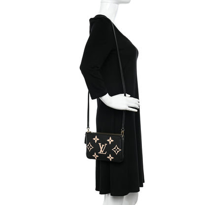 Louis Vuitton Empreinte Monogram Giant Double Zip Pochette Black Cream 2 of 10