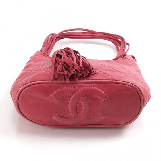 Chanel Vintage Suede Tassel CC Shoulder Bag Pink 4 of 11