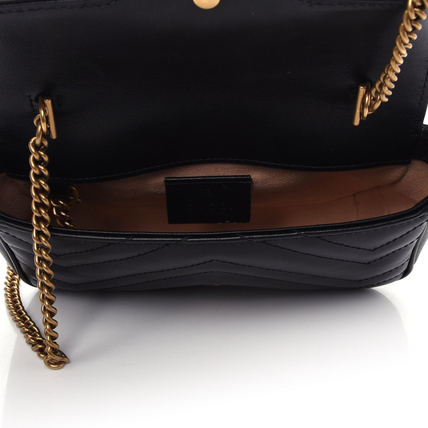 Calfskin Matelasse Super Mini GG Marmont Shoulder Bag Black