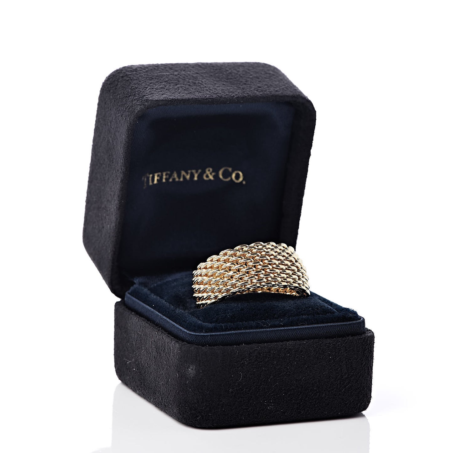 18K Yellow Gold Wide Mesh Somerset Ring 54 6.75