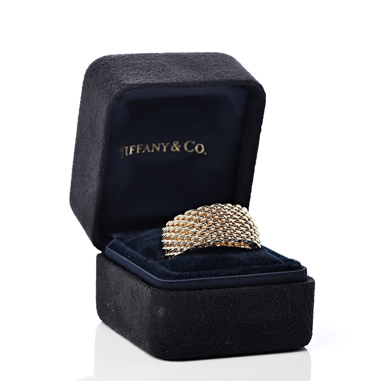 Tiffany 18K Yellow Gold Wide Mesh Somerset Ring 54 6.75 5 of 5