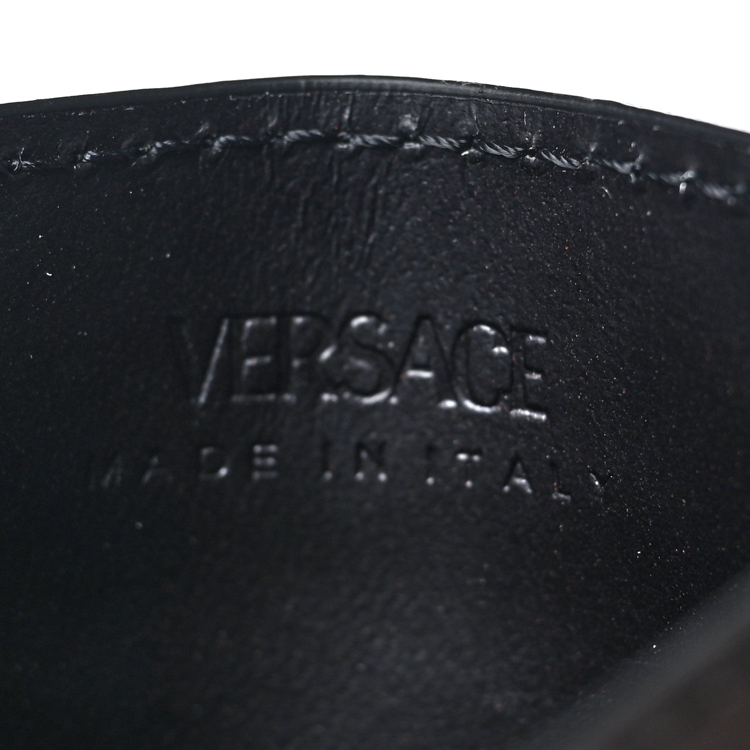 Versace Calfskin Logo Card Holder Black 6 of 7