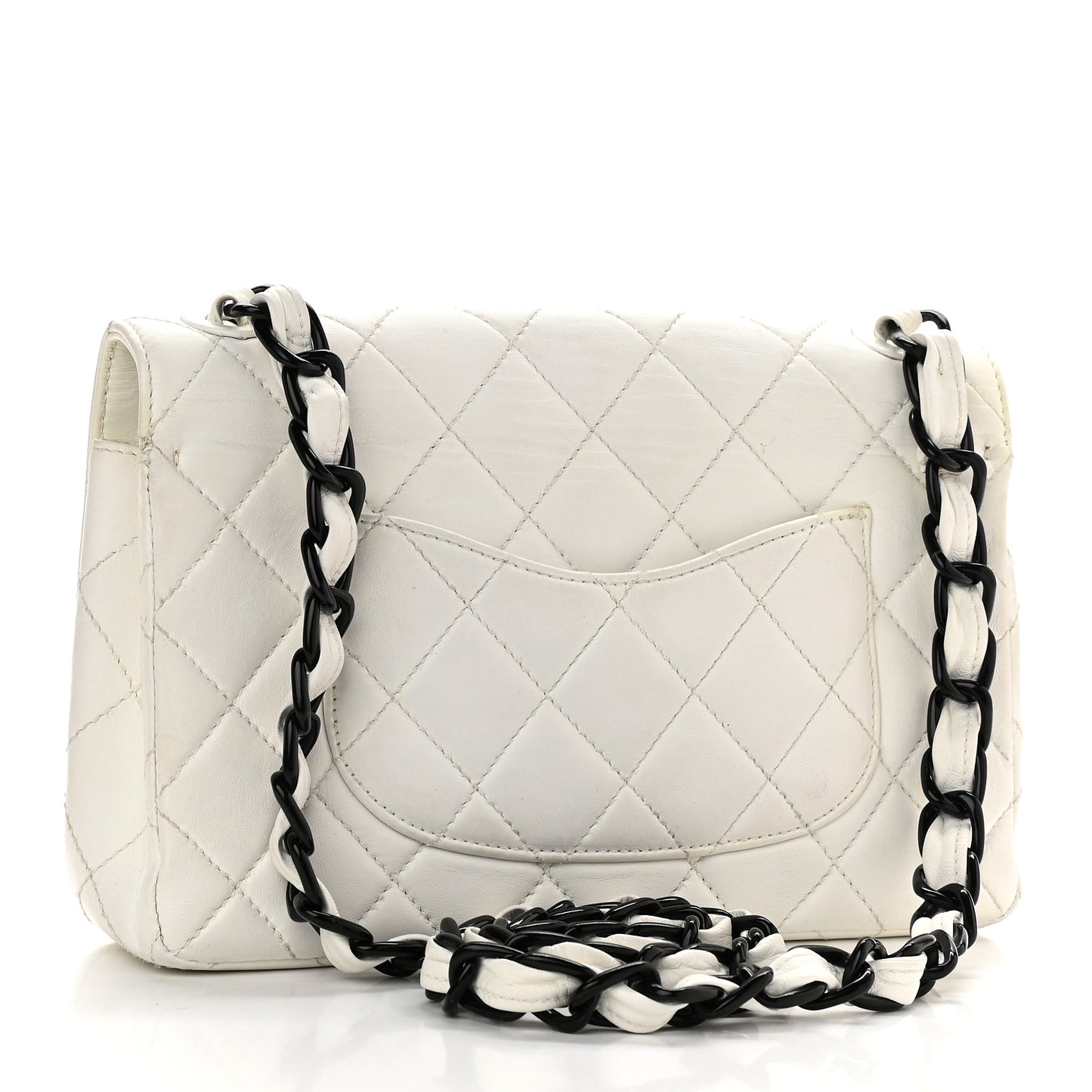 Lambskin Quilted Small Single Flap White