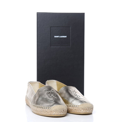 Saint Laurent Metallic Lambskin Monogram Espadrilles 39.5 Gold 10 of 10