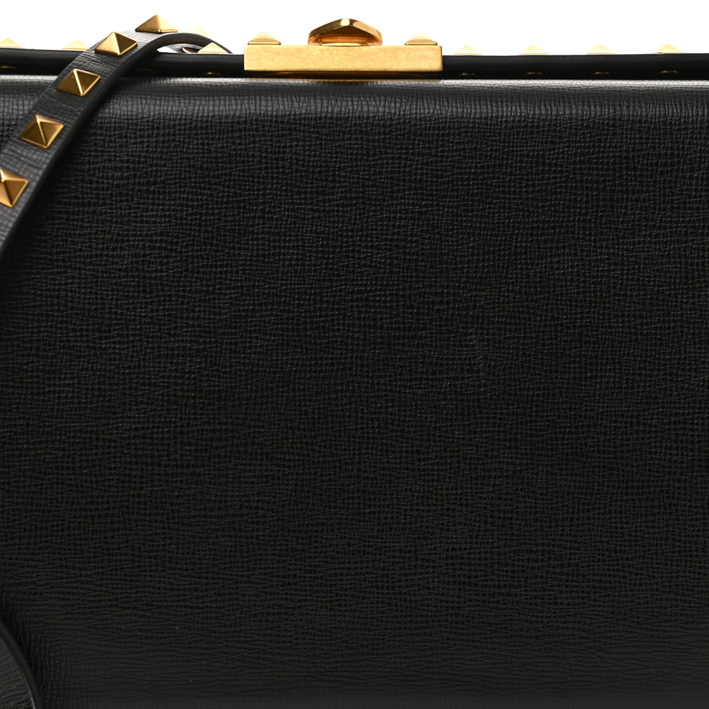 Grainy Calfskin Rockstud Alcove Clutch Black