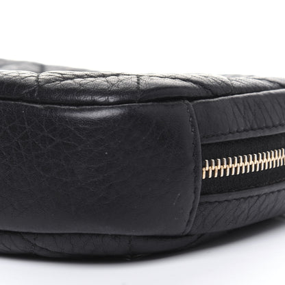 Chanel Calfskin Quilted Small Curvy Pouch Cosmetic Case Navy Blue 9 of 10