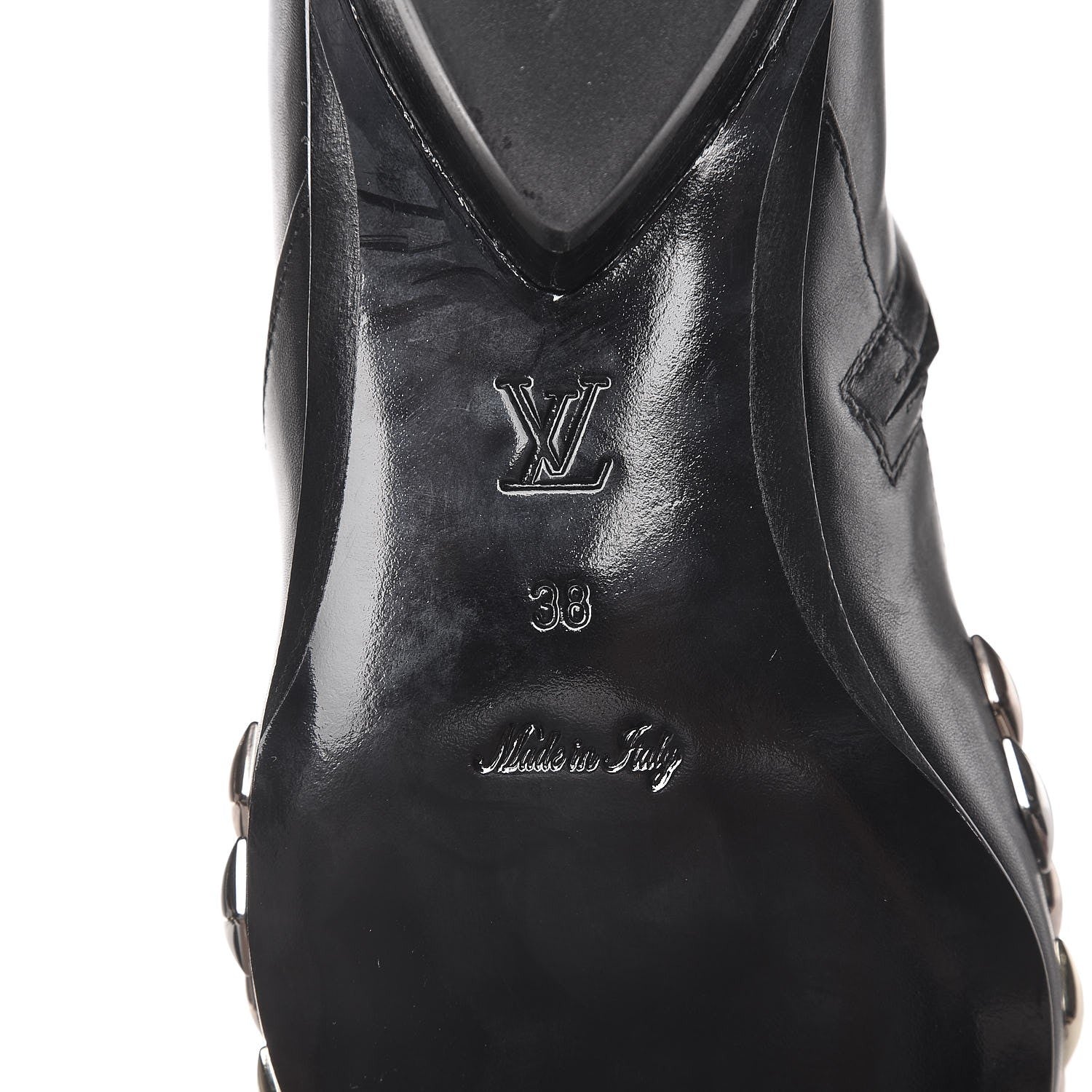 Louis Vuitton Calfskin Studded Gold Rush Flat Ankle Boots 38 Black 7 of 9