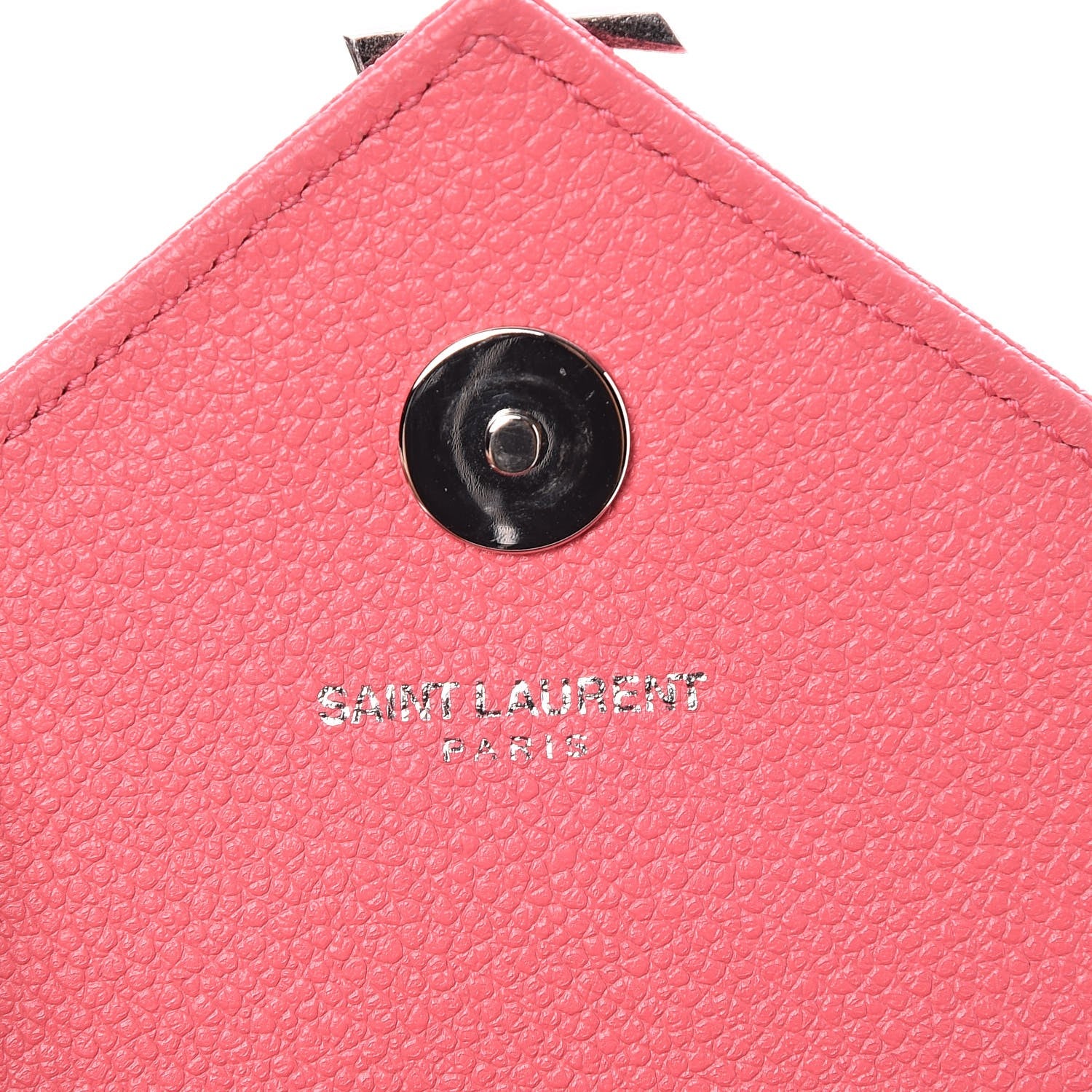 Saint Laurent Grained Calfskin Matelasse Chevron Classic Monogram Baby Chain Bag Coral Pink 6 of 6