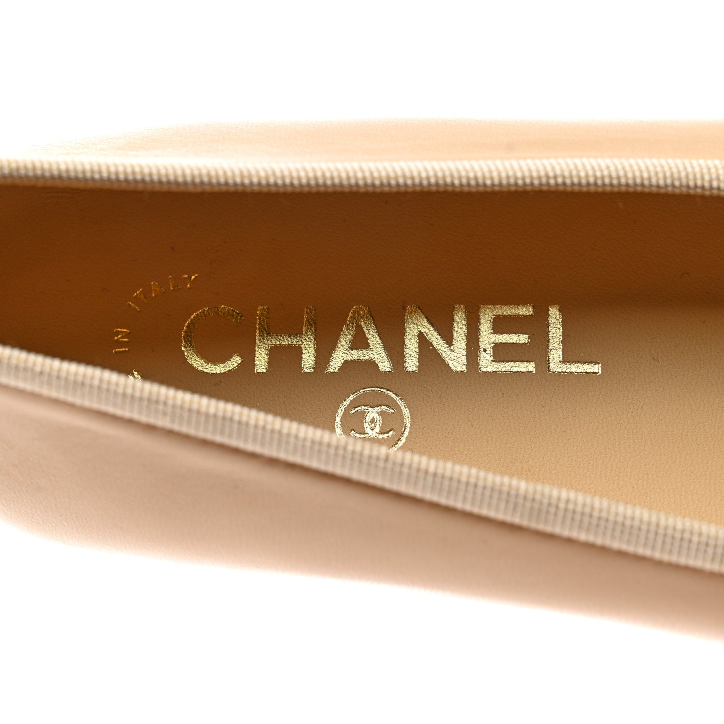Lambskin Cap Toe CC Ballerina Flats 36.5 Beige Black