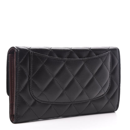 Chanel Lambskin Quilted Large Flap Wallet Black 3 of 9