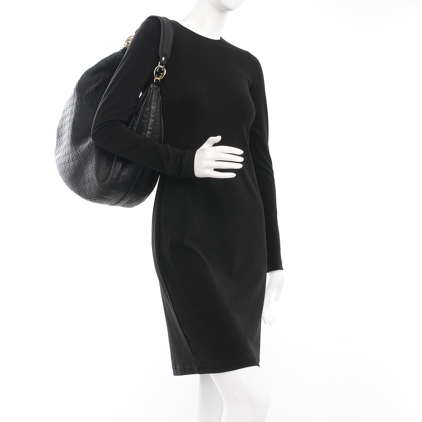 Guccissima Large GG Twins Hobo Black