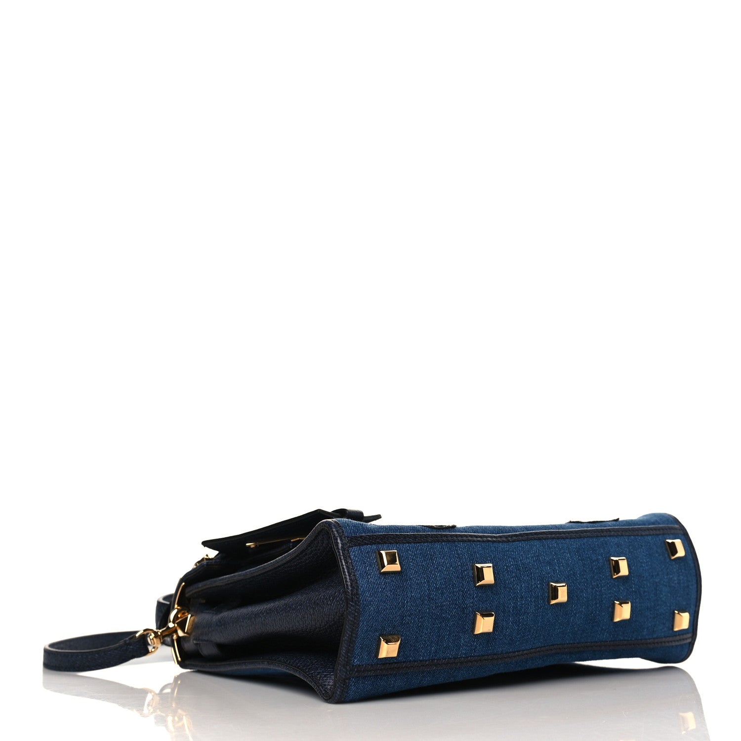 Valentino Garavani Denim Butterfly Embroidered Small My Rockstud Frame Bag Light Denim Multicolor 4 of 8
