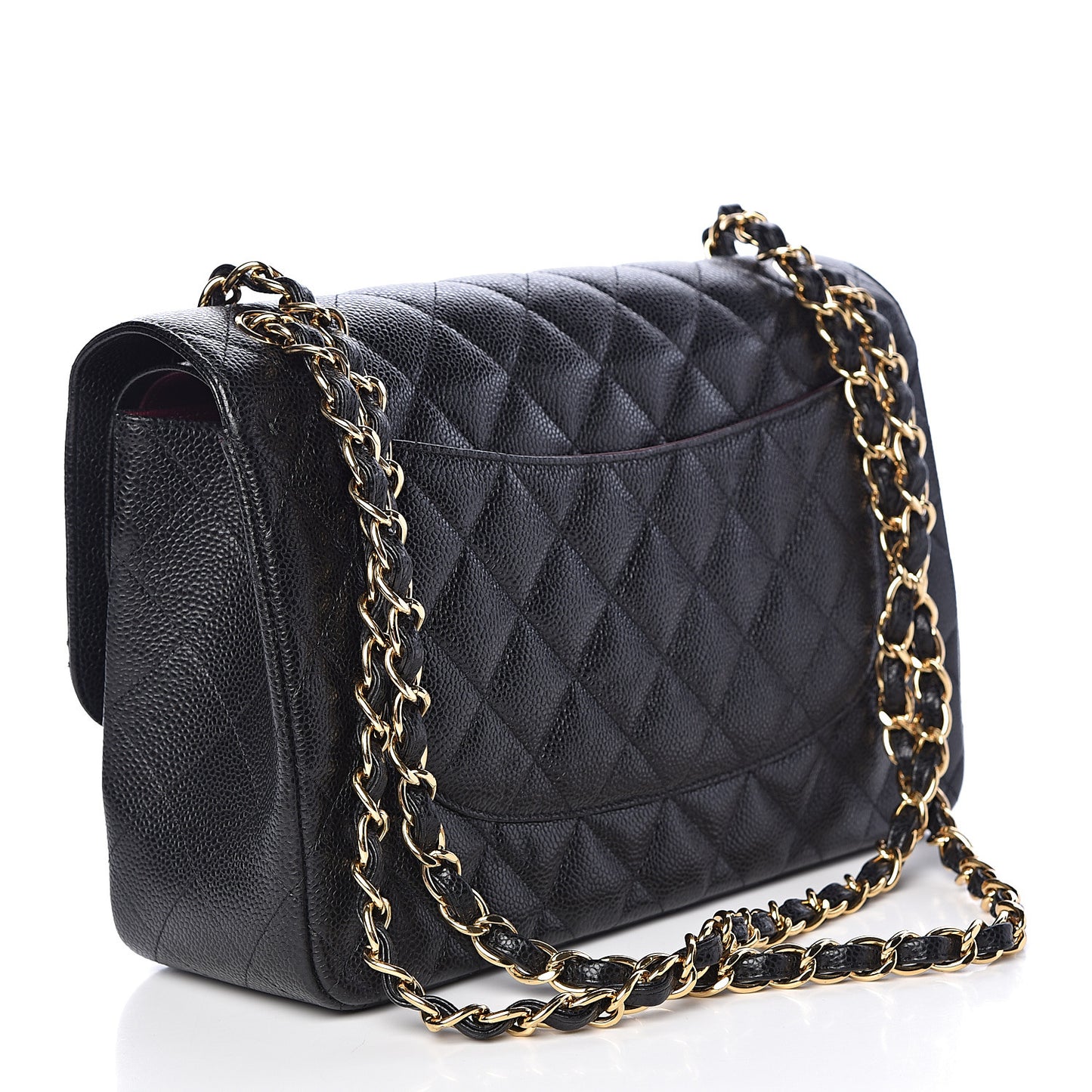 Caviar Quilted Jumbo Double Flap Black