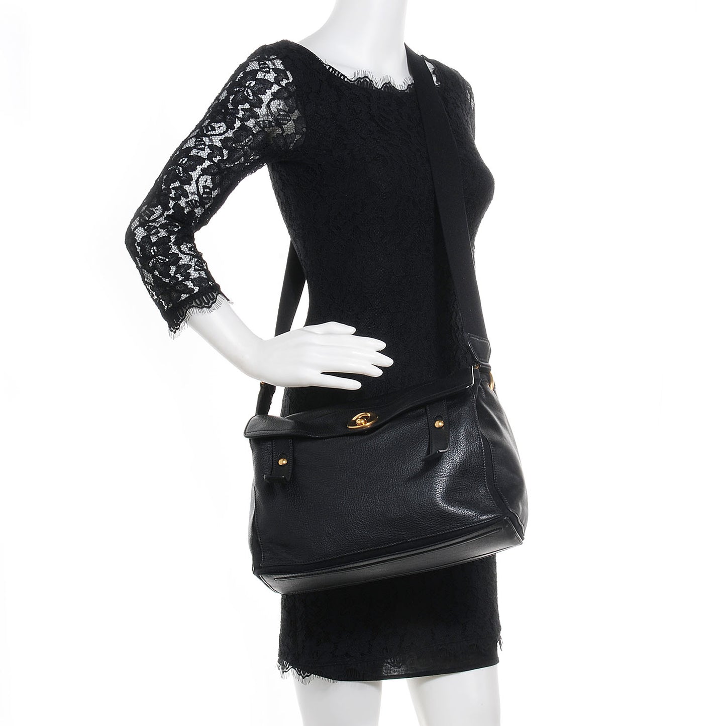 Leather Muse Two Messenger Black