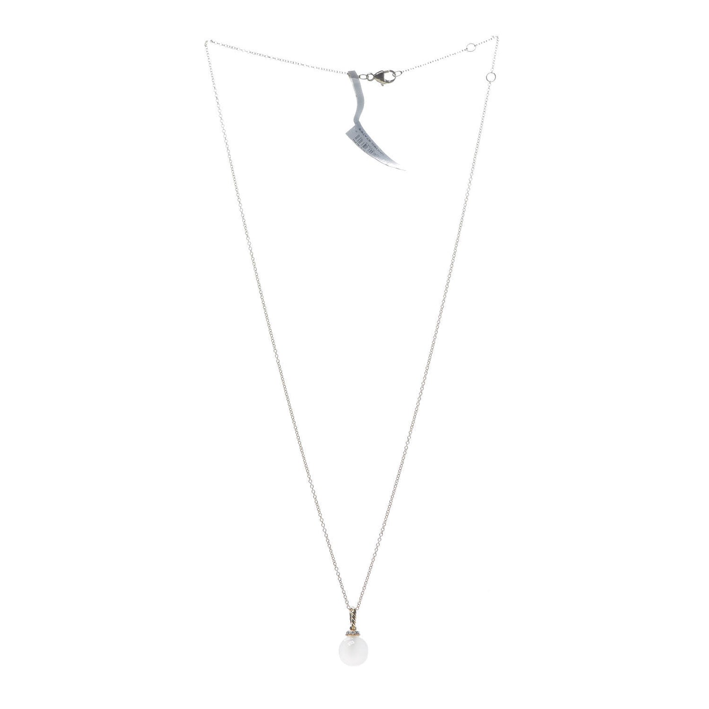 18K Yellow Gold White Moonstone 9mm Diamond Solari Pendant Necklace