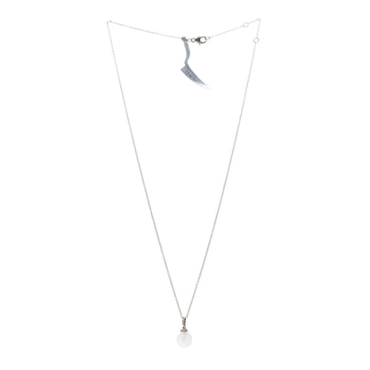 David Yurman 18K Yellow Gold White Moonstone 9mm Diamond Solari Pendant Necklace 3 of 5