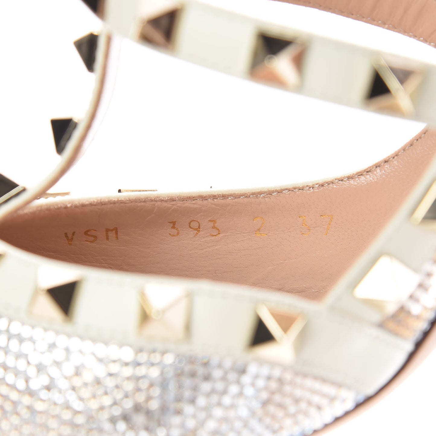 Nappa Crystal Camustars Rockstud Ankle Strap 100mm Pumps 37 Silver Gold