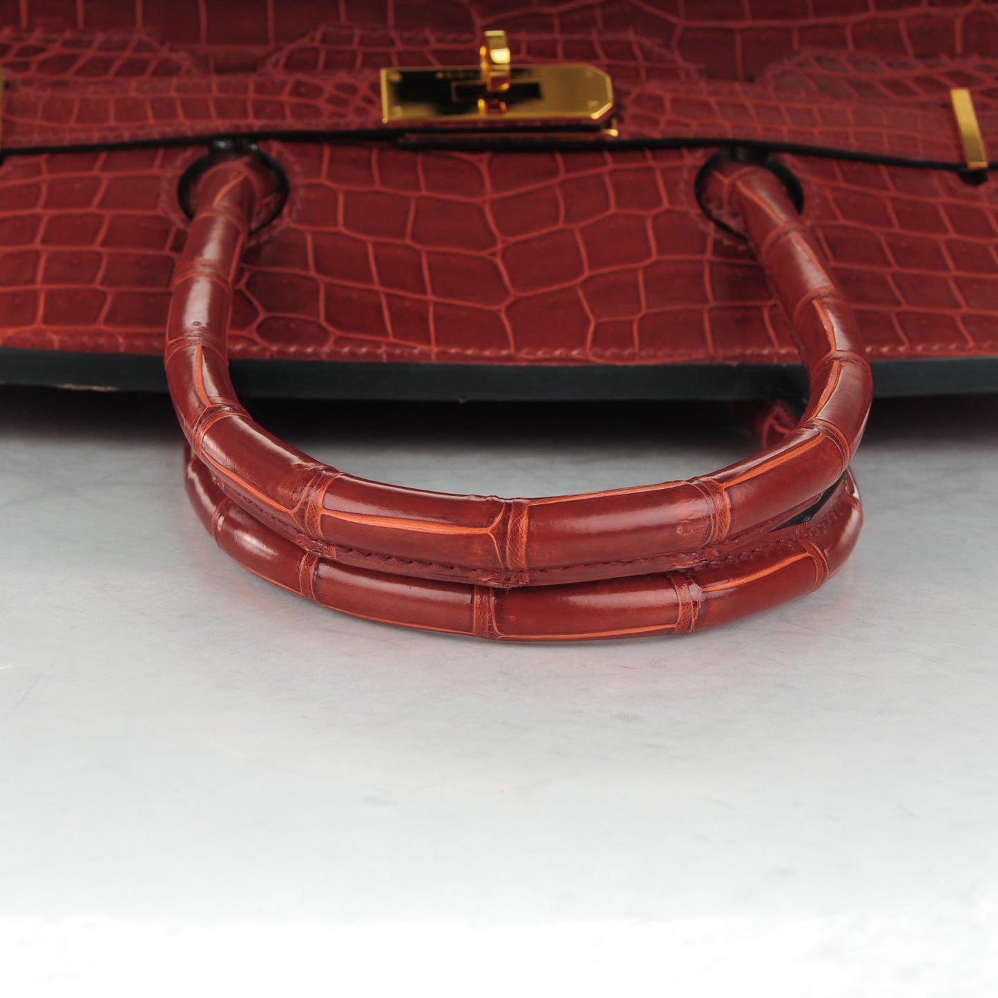 Shiny Porosus Crocodile Horseshoe Birkin 35 Rouge H Graphite