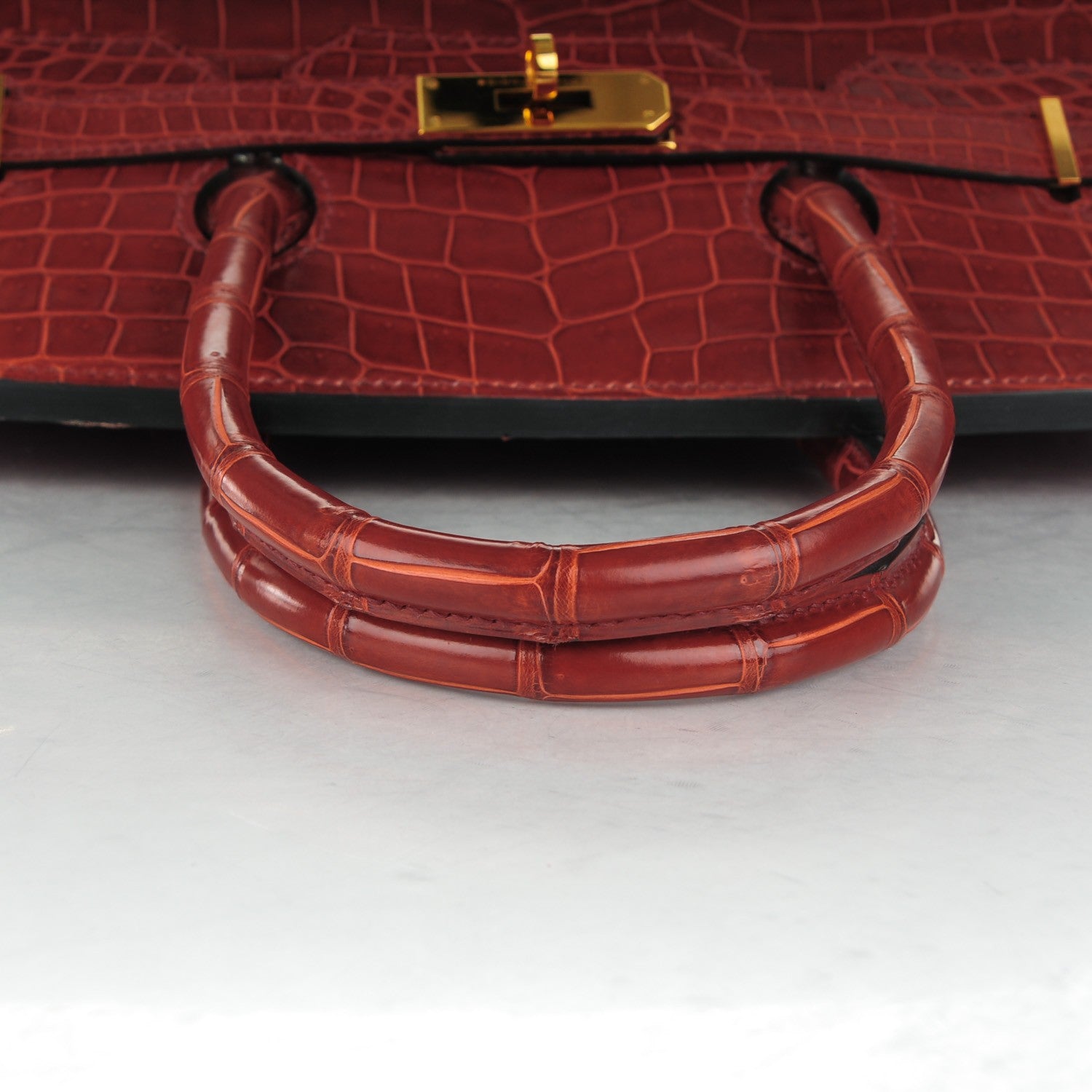 Hermes Shiny Porosus Crocodile Horseshoe Birkin 35 Rouge H Graphite 18 of 24
