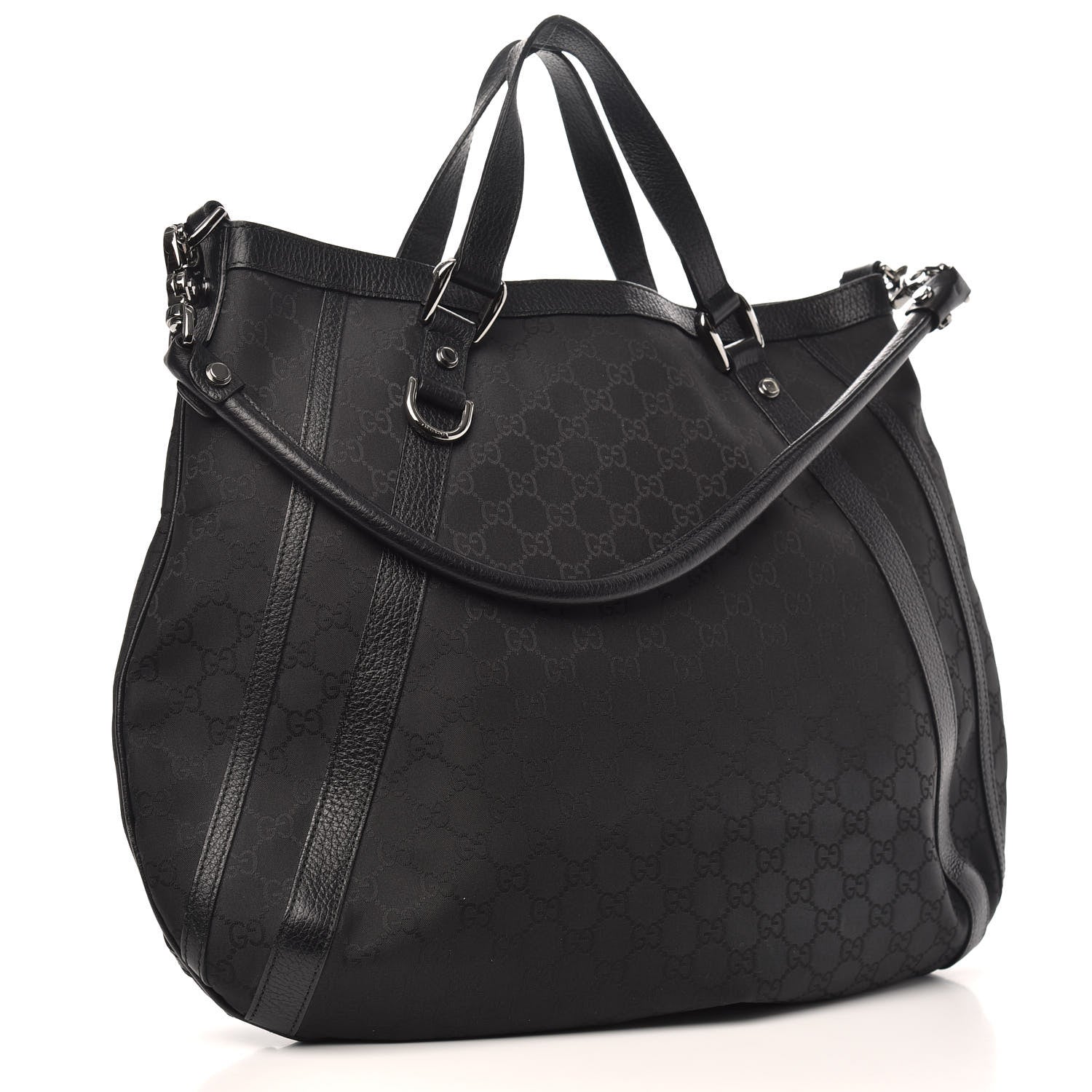 Gucci Nylon Monogram Medium Abbey Convertible Tote Black 3 of 9